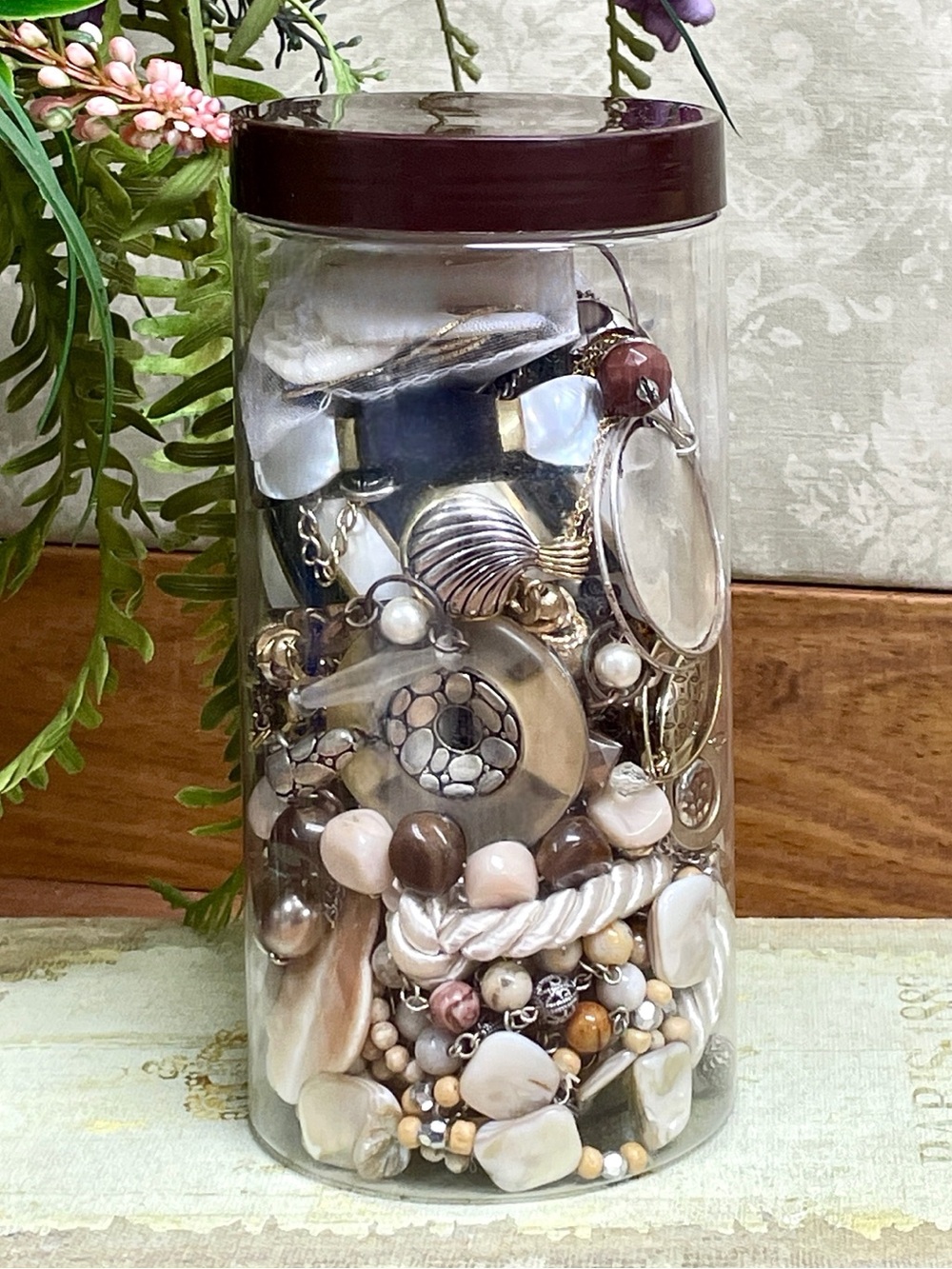 Vintage Y2K Coastal Jewelry Jar 2 lbs Wearable Shell Mother of Pearl Mixed Lot